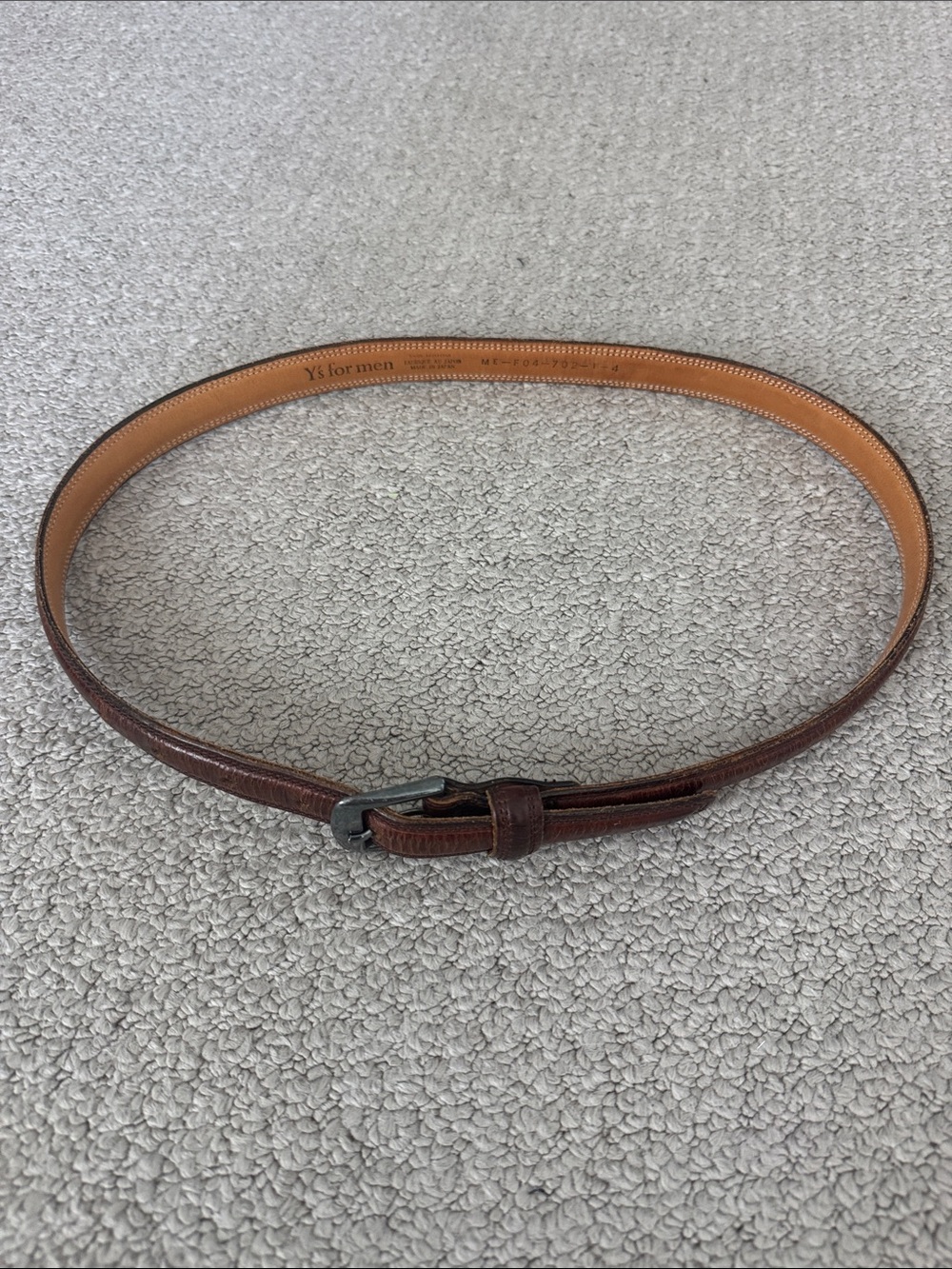 Y's for men by Yohji Yamamoto Dark Brown Leather Men’s Belt with Silver Buckle